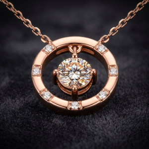 Collar con Colgante Circular de Oro Rosa de 18K Chapado en Rodio, Cadena de Eslabones de Plata, Circonita Cúbica 5A, Amuleto para Mujer, Unisex, Regalo de Compromiso - Product Image 3
