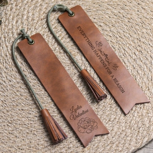 Marcadores de cuero con borlas en stock, impresión de logotipo grabable con láser, pestañas de lectura, pasadores de página con patrón Crazy Horse, regalos para estudiantes. - Product Image 5