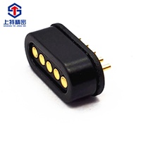 Imán de montaje en PCB de ángulo recto Conector de cargador magnético macho y hembra USB Conector de PIN Pogo de imán de 5 pines