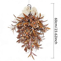 Couronne en forme de goutte d'olive pour le printemps et l'été, couronne artificielle, décoration florale, décoration de fête, nœud en vigne