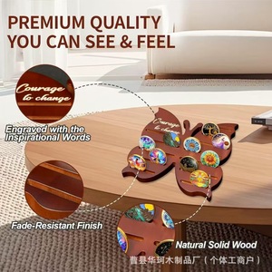 Wooden Commemorative Coin Shelf Multi Tiered Display Rack <b>Desktop</b> <b>Stand</b> For Collectible Coins Medal Organizer Retro Color - Product Image 3