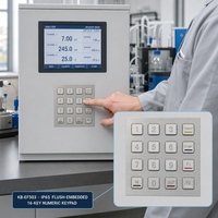 KB-EF503 Keypad Numerik Panel Mount 16 Tombol Anti Air IP65 dari Baja Tahan Karat untuk Instrumentasi