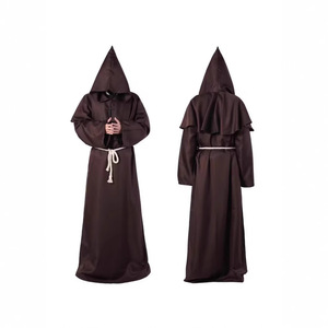 Déguisement <span class=keywords><strong>de</strong></span> personnage pour Halloween, cosplay médiéval, cape longue à capuche en polyester pour homme, moine, sorcier, frère, <span class=keywords><strong>prêtre</strong></span> - Product Image 3