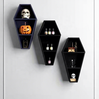 Décoration d'intérieur gothique pour Halloween, étagères murales flottantes en forme de cercueil en bois peint, personnalisées, durables, pour la fête des pères, Noël