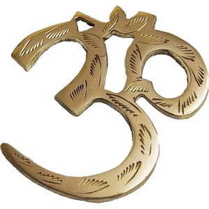 PARIJAT HANDICRAFT Set 2 Brass Gold Om Trishool Trishul Indian Hindu Religious Wall Home Decor Kitchen Pooja <b>Mandir</b> Sculptures - Product Image 5