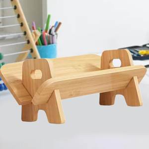 Estante de herramientas rústico Simple de madera maciza tipo de pie estante de escritorio ecológico plegable de tres niveles pequeño almacenamiento ahorro de espacio titulado - Product Image 6