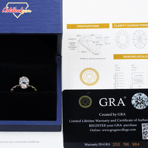 Anillos de Compromiso de Lujo Personalizados Goldleaf, Oro Amarillo de 18k, Corte Ovalado con Engaste de Garras, Anillo de Moissanita Certificado GRA de 2CT - Product Image 5