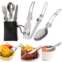 Équipement de pique-nique Portable pliable cuillère couteau fourchette cuillère Pots Camping en plein air ustensiles de cuisine Kit Trekking et Camping fournitures