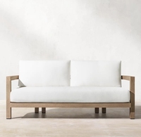 Nouvel arrivage Ensemble de canapés modernes de luxe Ensembles de patio Mobilier d'extérieur Canapé de jardin en bois de teck avec table de foyer 1pc