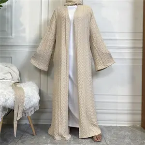 Pakaian Muslim Tradisional Rajutan Wanita Kardigan Sweater Buka Gaun Muslim Abaya Sweater Muslim Lebaran Terbuka