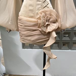 ओडीना आकस्मिक आला पुष्प स्पाई रिबन पुफी आस्तीन के लिए छोटे पार्टी प्रोम महिला सुरुचिपूर्ण पोशाक - Product Image 5