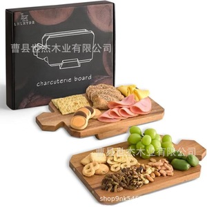 Planche à découper en bois avec poignée, rectangulaire, en bois massif, pour la cuisine à domicile, plateau de présentation - Product Image 2