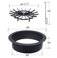 Insert de foyer moderne en fer robuste, complet avec fourche à brasero et grille, support extérieur robuste, anneau de feu rond portable