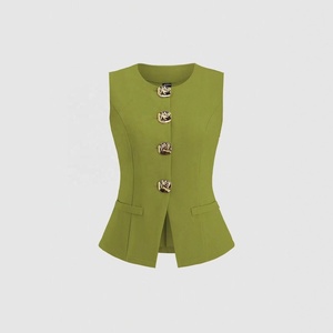 <span class=keywords><strong>Gilet</strong></span> élégant uni pour <span class=keywords><strong>femme</strong></span> - Vêtement d'extérieur <span class=keywords><strong>sans</strong></span> manches stylé pour un usage quotidien - Product Image 1