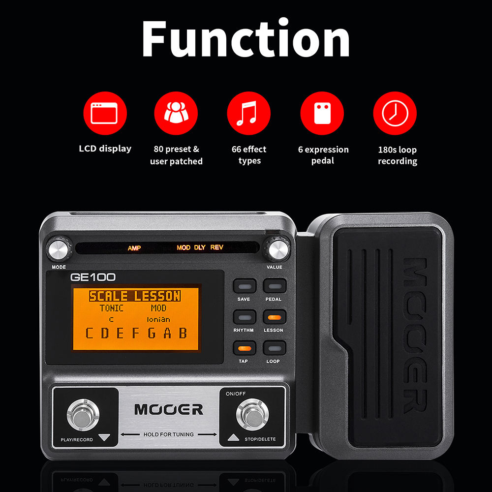 MOOER GE100 マルチファンクションエフェクターペダル 66種類の効果を搭載