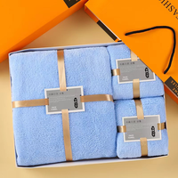 Ensemble de serviettes de bain de haute qualité avec logo personnalisé, couvercle rigide tissé, ensemble de serviettes de visage rectangulaires en microfibre corail, emballage cadeau doux