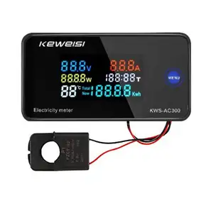 Voltmètre numérique KWS-AC300 AC50-300V puissance énergie LED wattmètre ca compteur électrique avec fonction de réinitialisation 0-100A avec CT