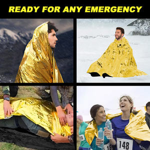 Couverture thermique en Mylar imperméable légère de 1mm de mode portable aluminisée en or pour les visites de premiers soins de survie en plein air - Product Image 5