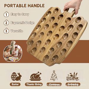 Bandeja de madera para huevos con forma de manzana, tabla de cortar de doble cara, almacenamiento multifuncional para cocina, preservación de frescura, regalo para presentaciones - Product Image 3