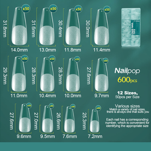 Nailpop 600 pièces Capsules d'ongles en acrylique professionnelles longues PRO Faux ongles Couverture complète Motif cercueil Conseils pour ongles en gel à faire tremper - Product Image 5