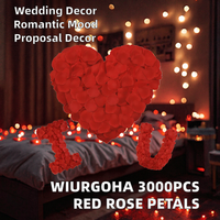 WIURGOHA 3000PCS Kelopak Mawar Sutra Buatan Ukuran Kecil Warna Merah Bunga Palsu untuk Hari Valentine Malam Romantis Ulang Tahun