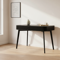 Table d'ordinateur modulaire moderne en bois noir avec tiroir et espace pour imprimante