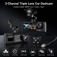 Caméra embarquée Civiero 1080P double objectif avec WiFi, boîte noire de voiture, enregistreur de conduite, caméra de recul