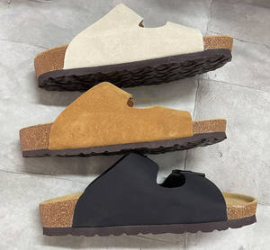 Birkenstocks Sabots légers en liège unisexes Sandales d'été plates à bout fermé avec broderie en cuir véritable pour hommes et femmes - Product Image 2