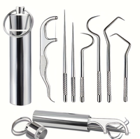 Ensemble de cure-dents portable en acier inoxydable pour le nettoyage buccal Fil dentaire réutilisable pour la soie dentaire et le nettoyage