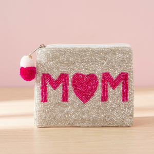 Monedero de cuentas hecho a mano, bolsa con cremallera bordada MOM, bolsa de regalo informal de algodón de color personalizado - Product Image 4