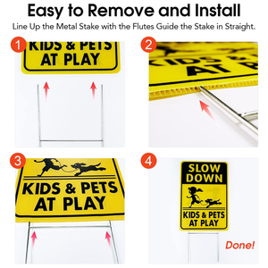 Hava koşullarına dayanıklı yavaş yansıtıcı Yard işareti üçgen desen çocuklar ve evcil hayvan Metal bahis uyarı işareti - Product Image 4