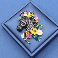 Broche personnalisée en émail goutte à goutte avec strass, motif zèbre, avatar, fleur, animal, accessoire de mode unisexe