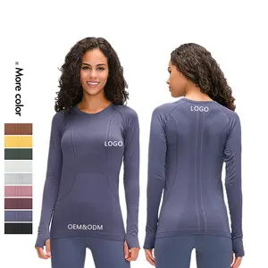 onesie active wear Suppliers-Luxsunwing-t-shirts à manches longues pour femmes, haut slim fit, baja sport, fitness et yoga, nouvelle collection 2020