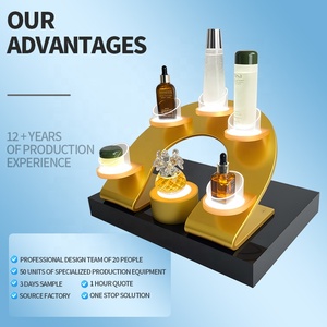 Deluxe Vàng Acrylic hiển thị LED nước hoa chai cửa hàng hiển thị Rack cho nước hoa thương hiệu các nhà bán lẻ cho 6 chai nước hoa - Product Image 2