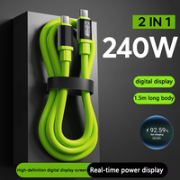 Câble de charge rapide USB-C vers USB-C 240W 6A avec écran LED, conducteur en cuivre pur, gaine en silicone