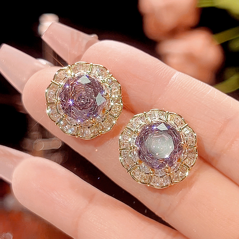Boucles d'oreilles roses séchées dorées