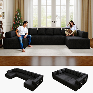 Free Shipping Modular Sectional Boneless Couch U-shaped for Living Room 146.4'' 6 Seat Convertible Cloud Compression - Product Image 1