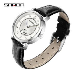 SANDA 1140 elegante orologio al quarzo da donna stile semplice <span class=keywords><strong>cinturino</strong></span> <span class=keywords><strong>in</strong></span> <span class=keywords><strong>pelle</strong></span> due aghi e mezzo impermeabile orologio da polso femminile regalo - Product Image 4
