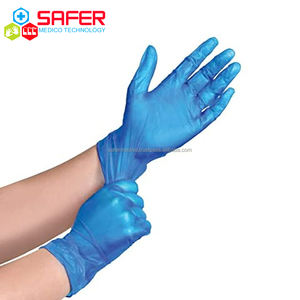 Gants jetables en PVC pour aliments Safer Medico, imperméables, doux, confortables, bleus - Product Image 3