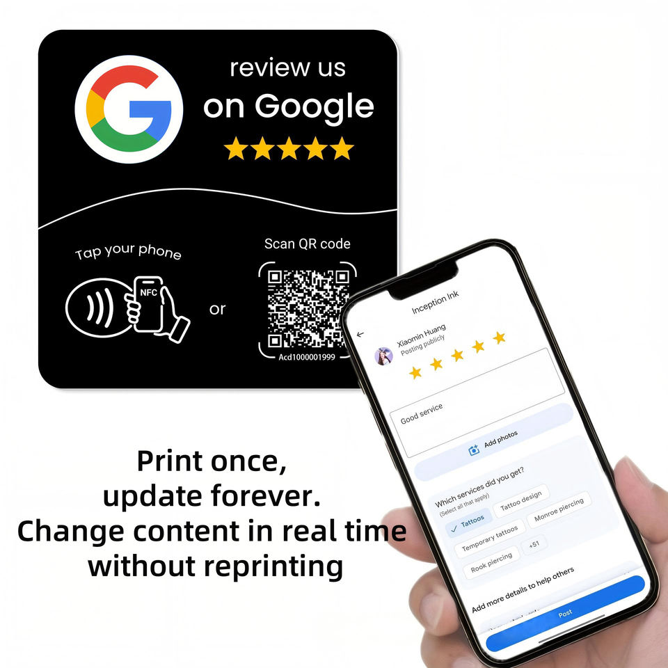 PVC Google Review Dynamic Qr Code with NFC Table Stand Display for ...
