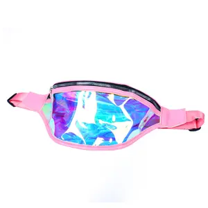 2024 New High Quality Custom Logo Clear Dazzling Laser Pockets Waist Bag Reflective PVC Women Fashion Design Fanny Pack Bag