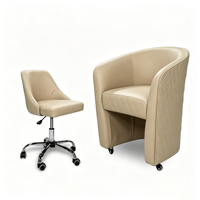 Ensemble de mobilier pour salon de manucure, comprenant une chaise pour client et un tabouret pour technicien avec roulettes