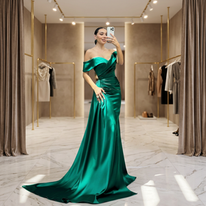 Vestido de Noche Largo de Lujo Vintage para Mujer 2025 con Abertura Frontal, Encaje, Lentejuelas de Cristal, Cuentas, Satén y Patrón Hueco en el Hombro - Product Image 2