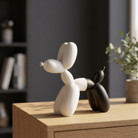 AK En Laiton De Luxe Moderne Décoratif Ballon Chien De Table Noir Et Blanc Poudre Enduit Showpiece Pour Ornements De Table