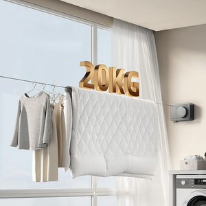 <span class=keywords><strong>Corde</strong></span> <span class=keywords><strong>à</strong></span> <span class=keywords><strong>linge</strong></span> <span class=keywords><strong>rétractable</strong></span> murale en acier inoxydable pour intérieur et extérieur avec cintre – Prix de gros - Product Image 3