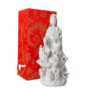 Ornements Bouddha Guanyin en céramique faits à la main, style Kowloon, en porcelaine <span class=keywords><strong>Blanc</strong></span> de Chine, Bodhisattva pour attirer la prospérité - Product Image 1