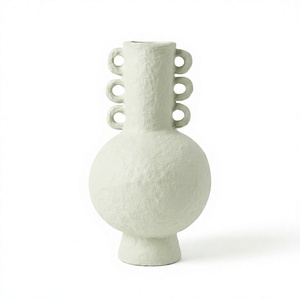 Jarrón Alto de Papel Maché Verde Claro Rústico con Asa de Múltiples Lazos, Urna Escultural, Maceta, Decoración para el Hogar Estilo Wabi Sabi - Product Image 1