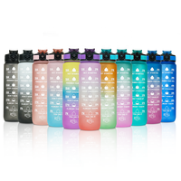 Bouteille de sport en plastique de 32 oz sans BPA avec couvercle à clapet, marqueur de temps et paille-filtre