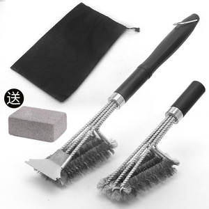 Custom Stainless Steel <b>BBQ</b> Grill Cleaning <b>Brush</b> Set 4-Piece Heavy-Duty With Three-Headed <b>Wire</b> <b>Brush</b> For Outdoor Cooking Baking - Product Image 4