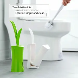 Conjunto De Escova Limpa Cute Grass Toilet Brush Holder Set Cerdas WC Ferramenta De Limpeza Do Banheiro